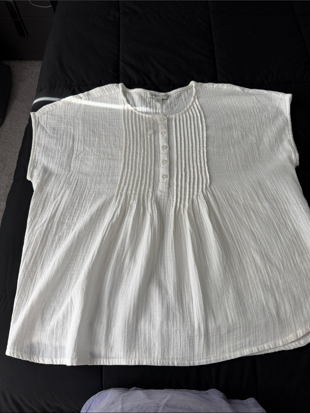 Coldwater Creek White Pintuck Cotton Blouse